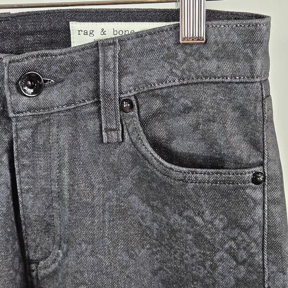 Rag and Bone Women's Black Mid-Rise Snake Print Wax Denim Jeans | 23 - Picture 16 of 16